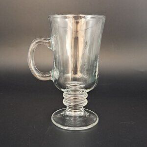Clear Glass Irish Coffee Mug With Handle & Ribbed Base